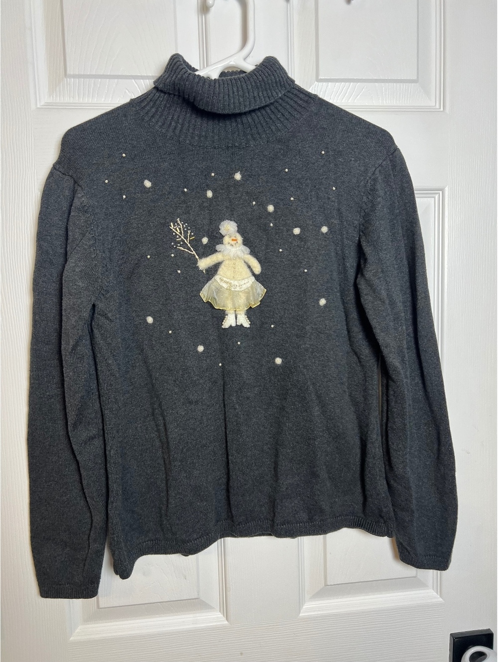 Vintage Talbots Women's Medium Snowoman Embellished Sweater Christmas